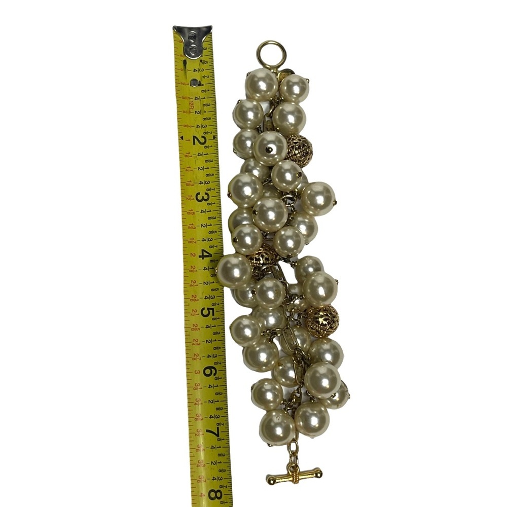 Vintage Signed Scorpios Paris Baroque Pearl and Gold Bead Chain Bracelet - Picture 15 of 15